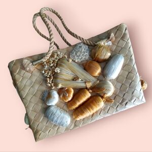 Vintage straw raffia Large tote